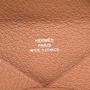 美品 エルメス カルヴィ シェーブル ベージュ Y刻印(2020年製) カードケース 茶 0169 【中古】 HERMES