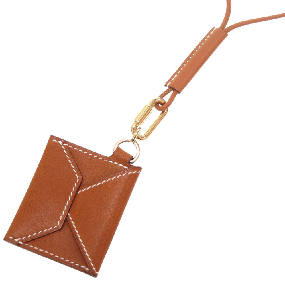 美品 エルメス キュリオジテ エンヴェロープ ヴォーバレニア フォーブ Z刻印(2020年製) ペンダント トップ ネックレス 茶 0170 【中古】 HERMES