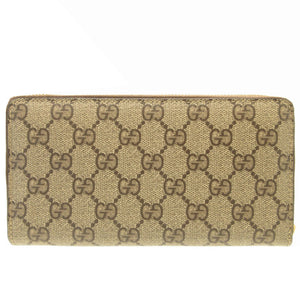 新品 グッチ ばなにゃプリント 701060 GGスプリーム レザー ベージュ ブラウン 茶 ラウンドファスナー長財布 財布 0175【中古】GUCCI