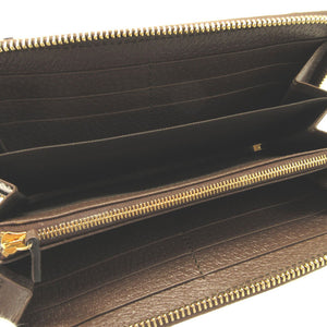 新品 グッチ ばなにゃプリント 701060 GGスプリーム レザー ベージュ ブラウン 茶 ラウンドファスナー長財布 財布 0175【中古】GUCCI