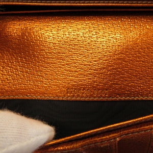 未使用 グッチ チェーンウォレット 170426 GGキャンバス レザー ベージュ オレンジ 2つ折り長財布 財布 0176【中古】GUCCI