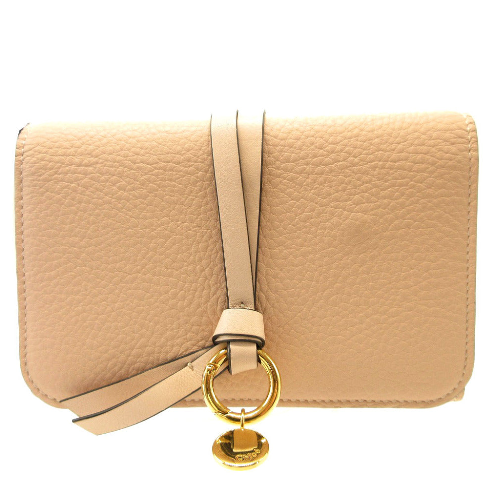 新品同様 クロエ Alphabet レザー ピンク 3つ折り財布 財布 0178【中古】Chloe