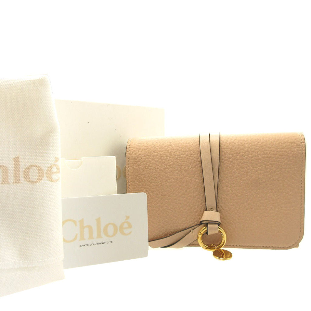 新品同様 クロエ Alphabet レザー ピンク 3つ折り財布 財布 0178【中古】Chloe