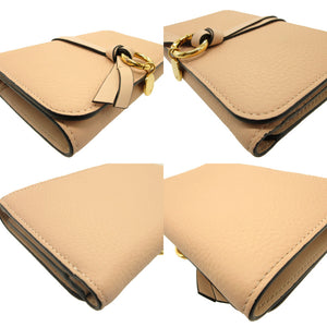 新品同様 クロエ Alphabet レザー ピンク 3つ折り財布 財布 0178【中古】Chloe