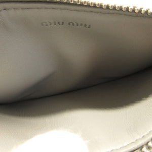 未使用 ミュウミュウ 5MB006 NAPPA INTRECCIO ナッパレザー グレー カードケース ジップ コインケース 0179【中古】miumiu