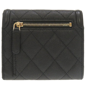 美品 シャネル CCフィリグリ マトラッセ キャビアスキン ブラック 28番台 AP0375 三つ折り財布 ココマーク 財布 黒 0180 【中古】 CHANEL