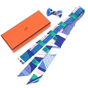 未使用 エルメス ツイリードール シルク ブルー スカーフ リボン 青 0181 【中古】 HERMES