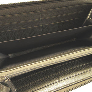 新品同様 グッチ 308004 ソーホー インターロッキングG レザー ガンメタリック ラウンドファスナー長財布 財布 0185【中古】GUCCI