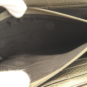 新品同様 グッチ 308004 ソーホー インターロッキングG レザー ガンメタリック ラウンドファスナー長財布 財布 0185【中古】GUCCI