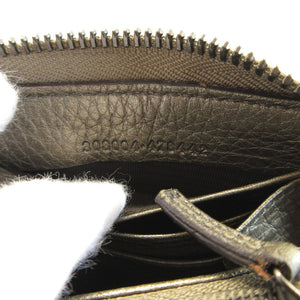 新品同様 グッチ 308004 ソーホー インターロッキングG レザー ガンメタリック ラウンドファスナー長財布 財布 0185【中古】GUCCI