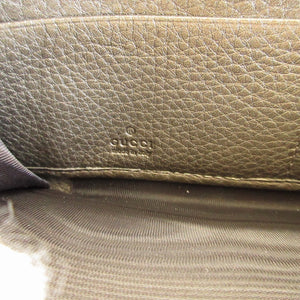 新品同様 グッチ 308004 ソーホー インターロッキングG レザー ガンメタリック ラウンドファスナー長財布 財布 0185【中古】GUCCI