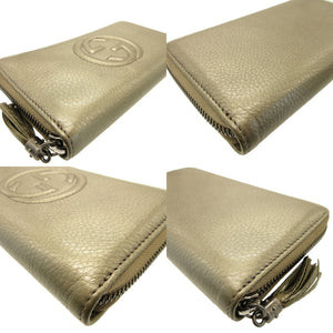 新品同様 グッチ 308004 ソーホー インターロッキングG レザー ガンメタリック ラウンドファスナー長財布 財布 0185【中古】GUCCI