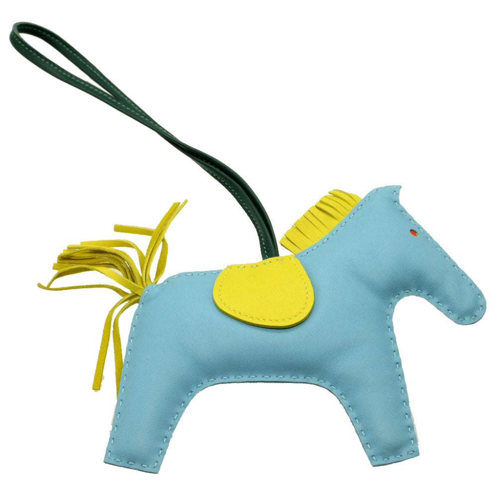 美品 エルメス ロデオチャームGM アニューミロ セレステ ライム マラカイト バッグチャーム キーホルダー 0191【中古】HERMES