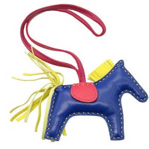 美品 エルメス ロデオチャームPM リバーシブル アニューミロ ブルーアズティック ブルーエレクトリック バッグチャーム キーホルダー 0194【中古】HERMES