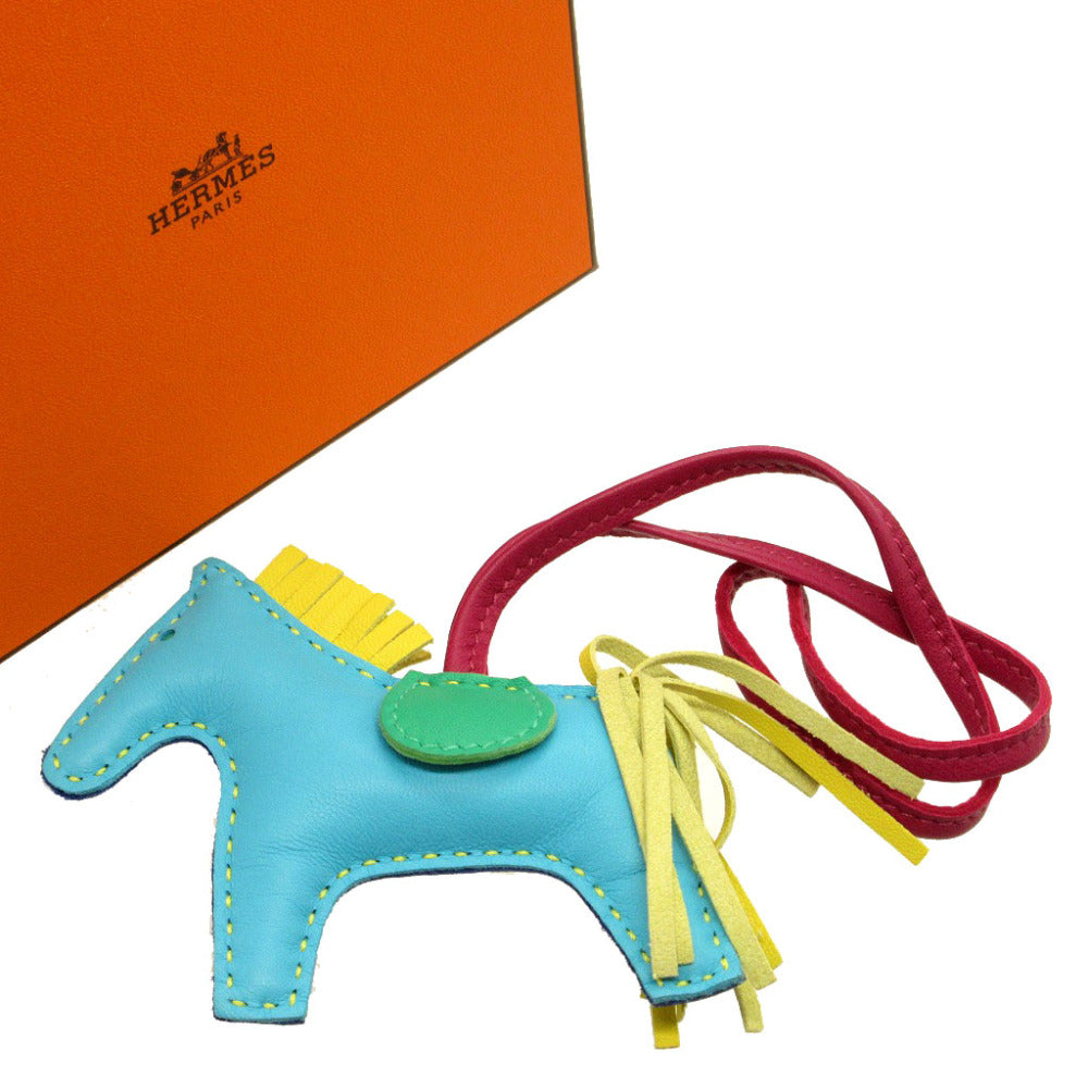 美品 エルメス ロデオチャームPM リバーシブル アニューミロ ブルーアズティック ブルーエレクトリック バッグチャーム キーホルダー 0194【中古】HERMES