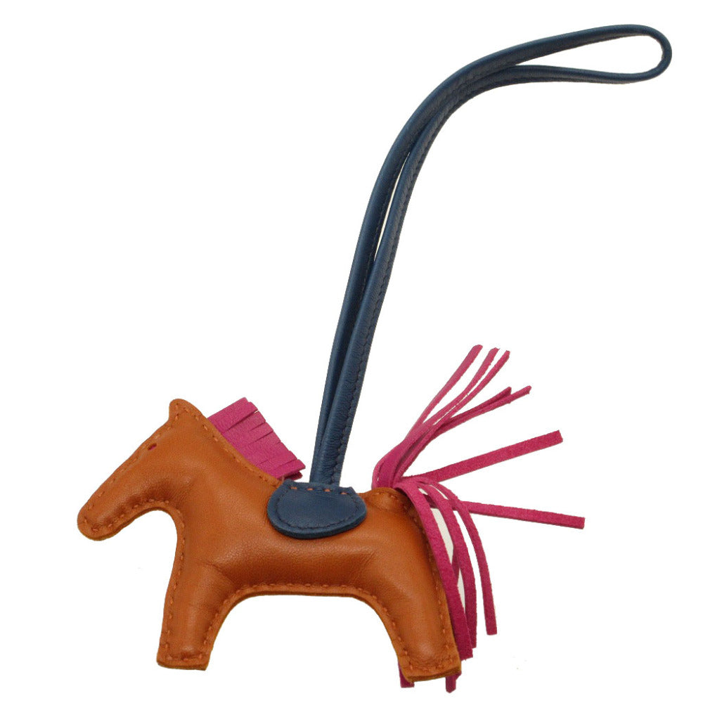 美品 エルメス ロデオチャームPM アニューミロ D刻印(2019年製) フォーブ ローズパープル ブルードマルト バッグチャーム キーホルダー 0195【中古】HERMES