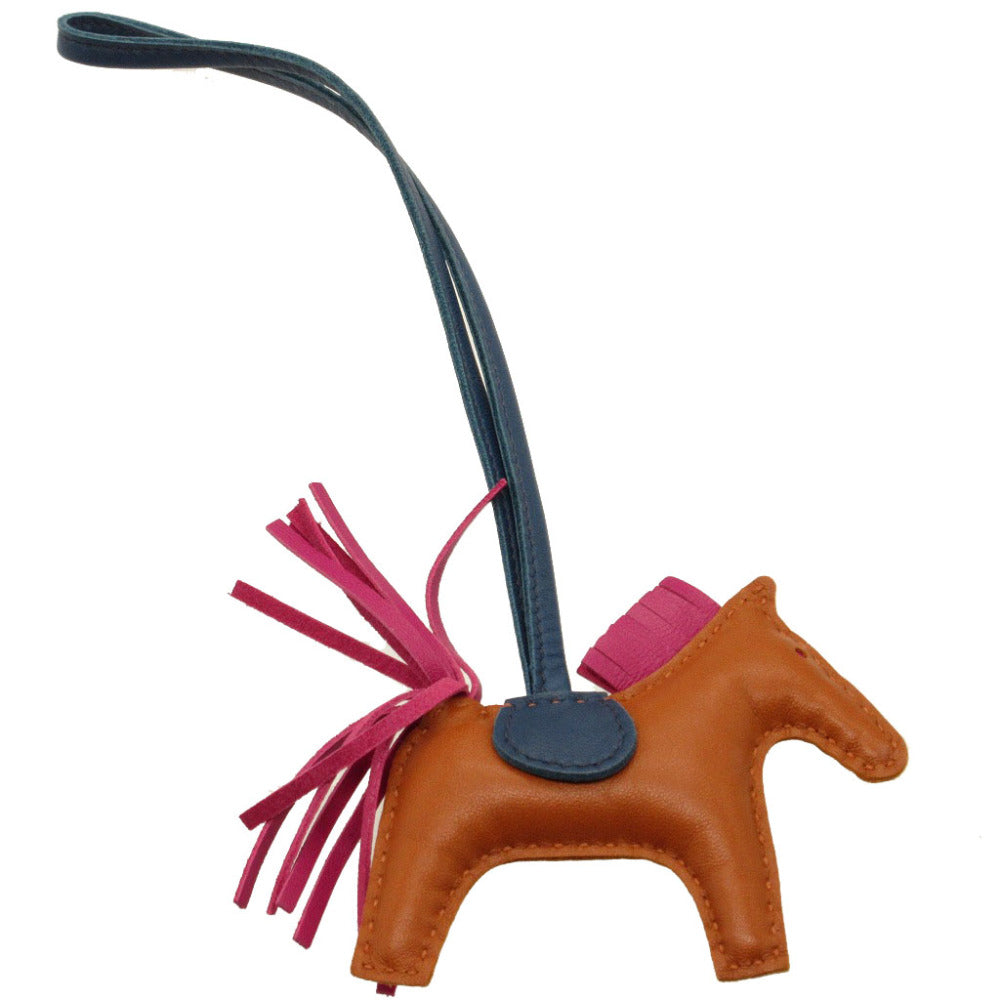 美品 エルメス ロデオチャームPM アニューミロ D刻印(2019年製) フォーブ ローズパープル ブルードマルト バッグチャーム キーホルダー 0195【中古】HERMES