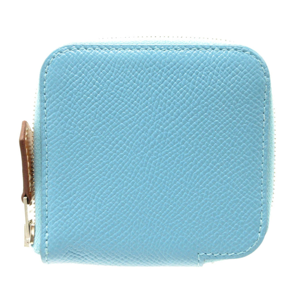 新品同様 エルメス アザップコンパクト D刻印(2019年製) シルクイン ヴォーエプソン セレステ コインケース 0198【中古】HERMES