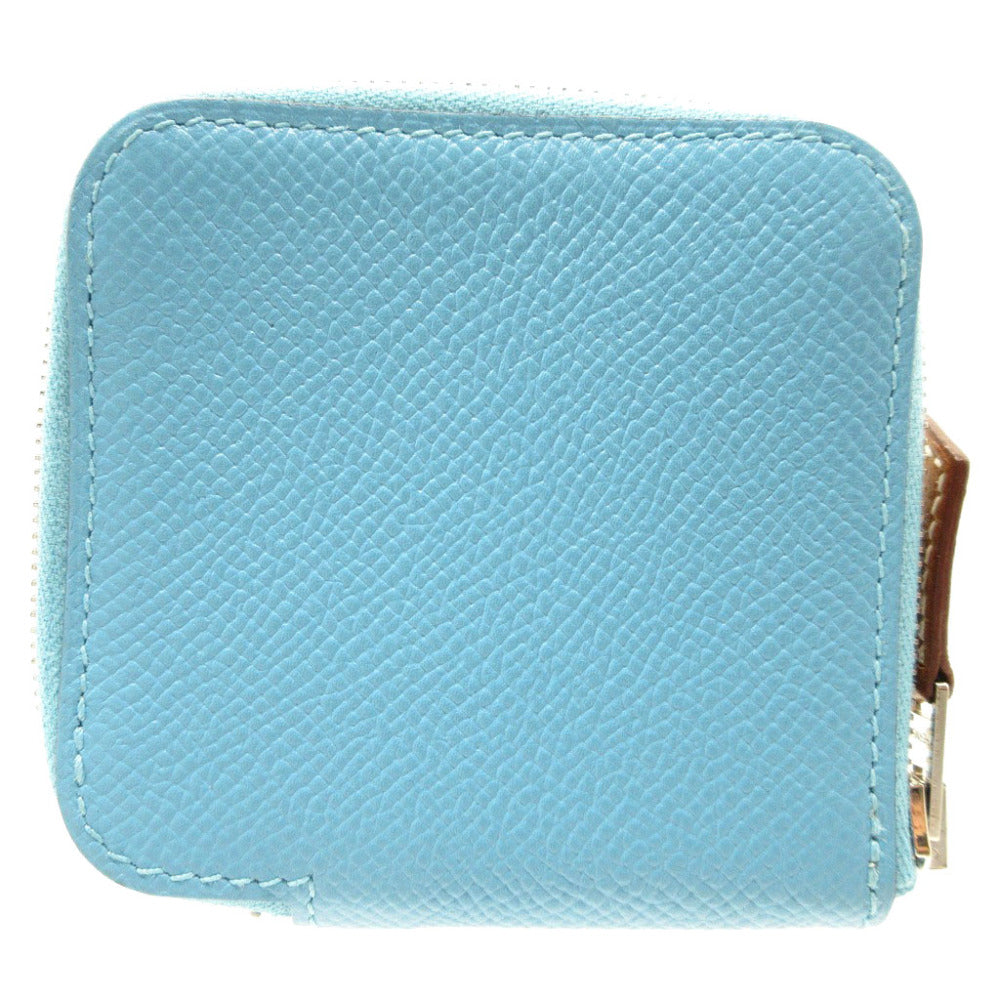 新品同様 エルメス アザップコンパクト D刻印(2019年製) シルクイン ヴォーエプソン セレステ コインケース 0198【中古】HERMES