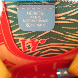 新品同様 エルメス アザップコンパクト D刻印(2019年製) シルクイン ヴォーエプソン セレステ コインケース 0198【中古】HERMES