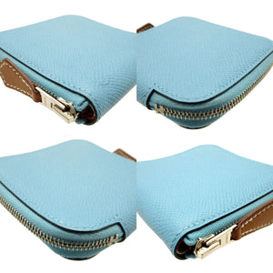 新品同様 エルメス アザップコンパクト D刻印(2019年製) シルクイン ヴォーエプソン セレステ コインケース 0198【中古】HERMES