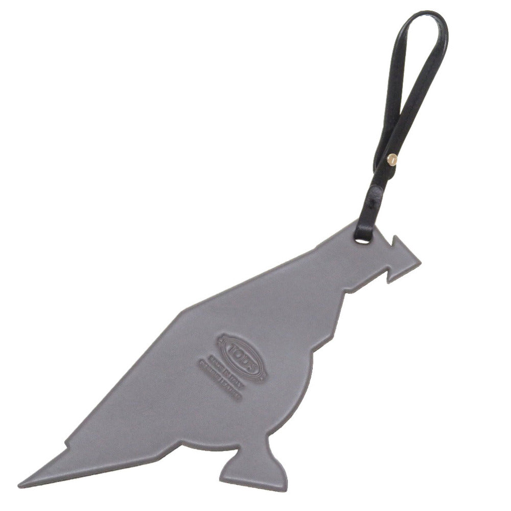 トッズ 鳥 バード レザー ホワイト シルバー ブラック バッグチャーム キーホルダー 白 黒 銀 0204 【中古】 TOD’S