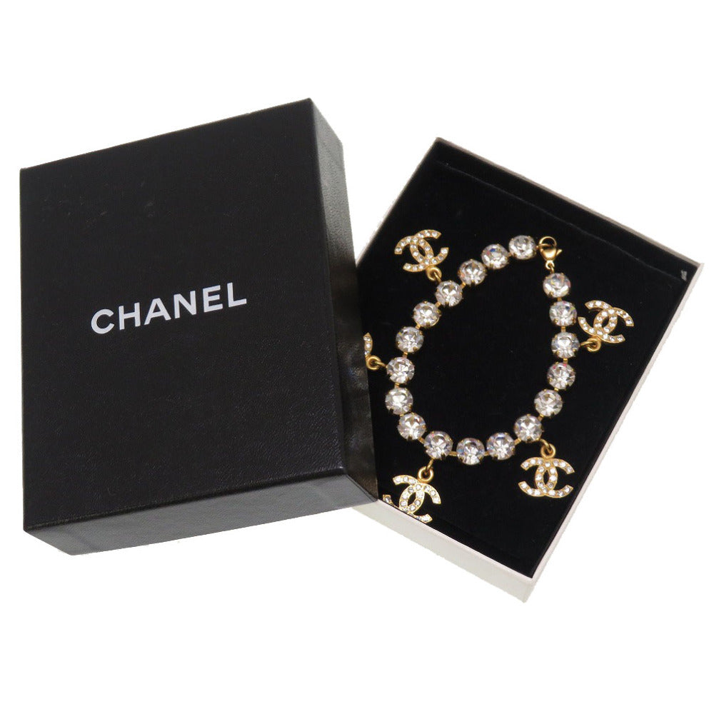 美品 シャネル ココマーク ラインストーン ヴィンテージ 95A ゴールド ブレスレット 0206 【中古】 CHANEL