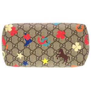 グッチ ホース チルドレンズ 410812 PVC ベージュ グリーン ハンドバッグ バッグ 0208 【中古】 GUCCI
