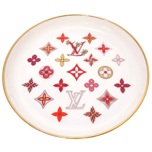 未使用 ルイ ヴィトン モノグラム フラワー セット4 アシェット GI0875 食器 ホワイト プレート 皿 LV 0211 【中古】 LOUIS VUITTON