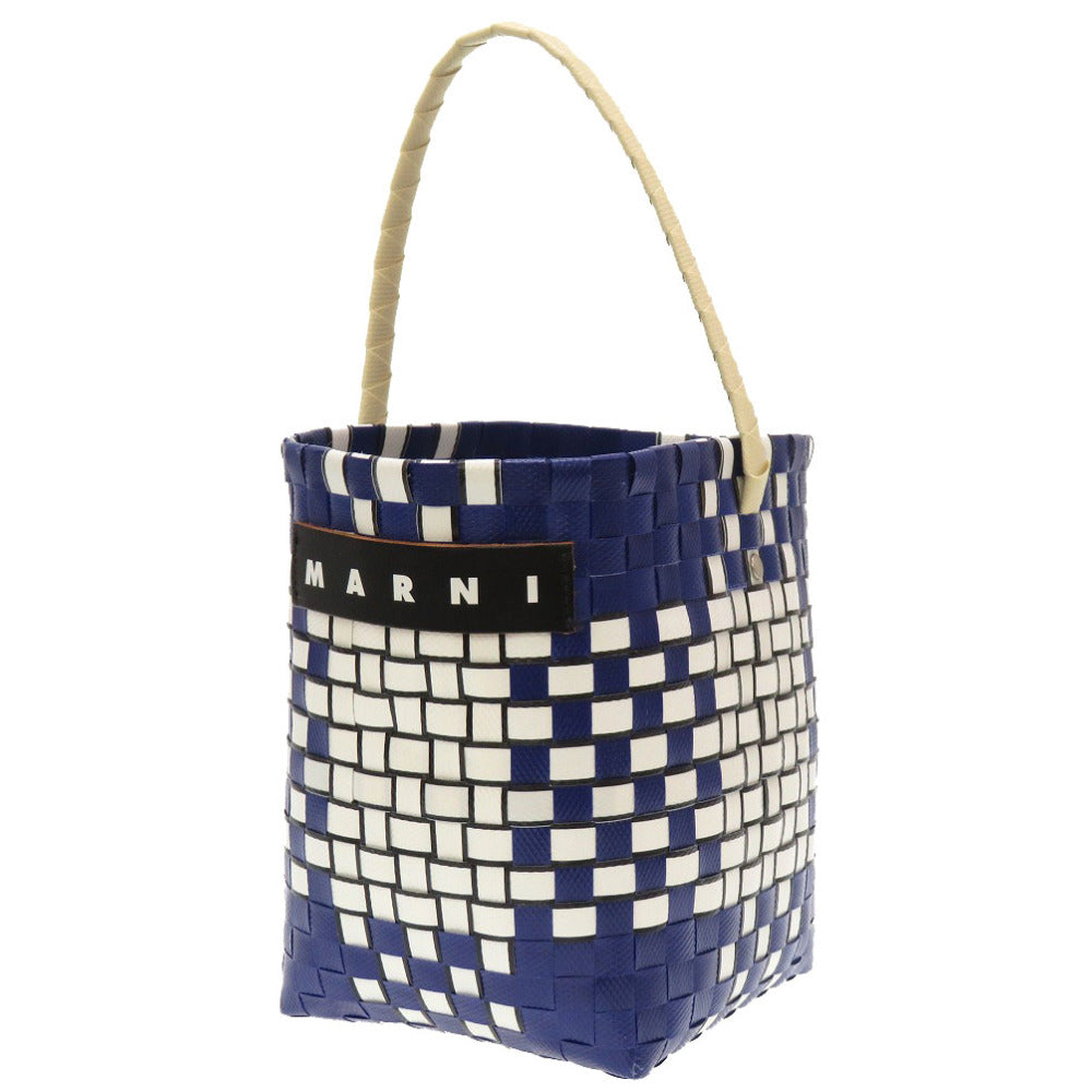 新品同様 マルニ マーケット ポッド バスケット ポリプロピレン ネイビー ホワイト ハンドバッグ バッグ 青 0218 【中古】 MARNI