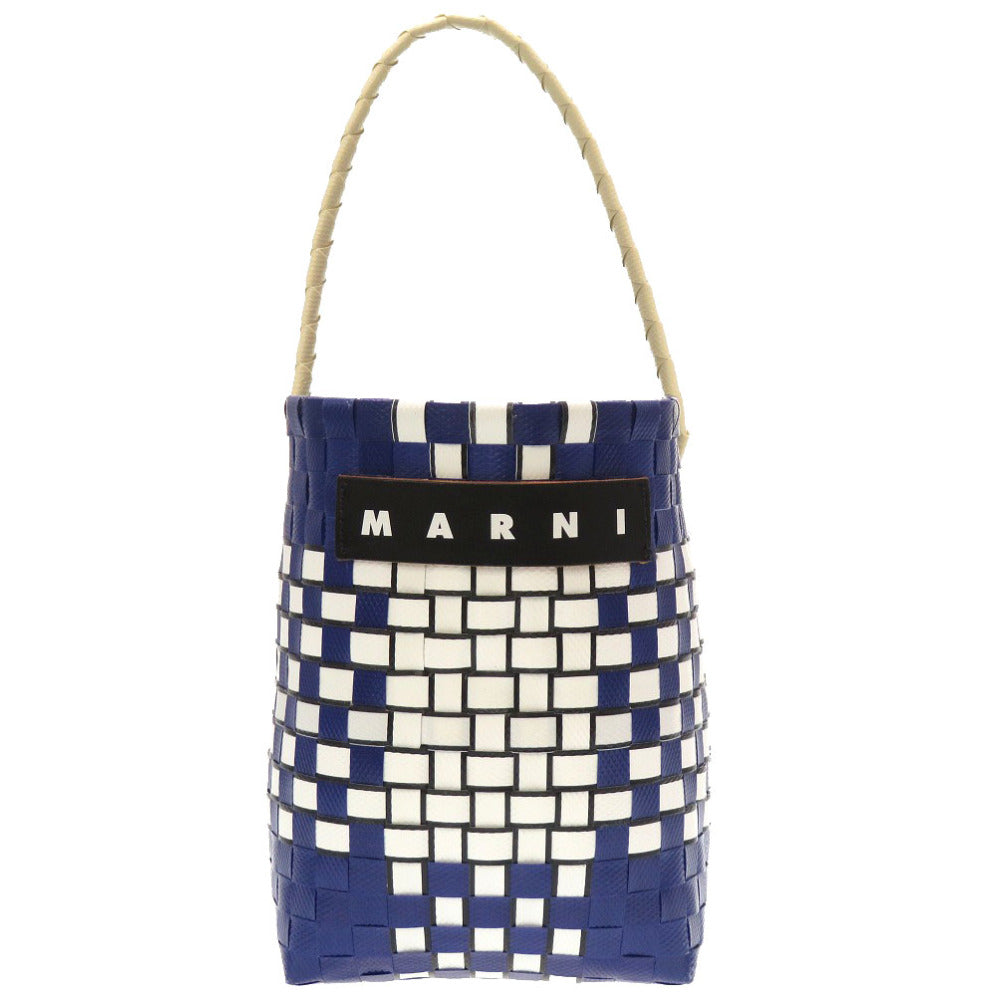 新品同様 マルニ マーケット ポッド バスケット ポリプロピレン ネイビー ホワイト ハンドバッグ バッグ 青 0218 【中古】 MARNI