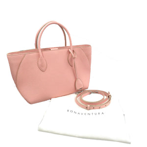 未使用 ボナベンチュラ ミアトート PM 2WAY レザー シルバー金具 サクラピンク ハンドバッグ ショルダーバッグ 0221【中古】BONAVENTURA