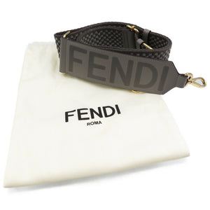 未使用 フェンディ レザー キャンバス ゴールド金具 グレー ショルダーストラップ 0222【中古】FENDI