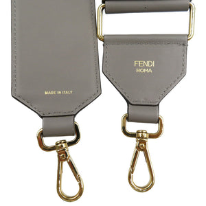 未使用 フェンディ レザー キャンバス ゴールド金具 グレー ショルダーストラップ 0222【中古】FENDI