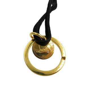 未使用 クリスチャン・ルブタン ネフェルティティ レザー カラーストーン スタッズ ゴールド金具 ストラップ バッグチャーム 0223【中古】Christian Louboutin