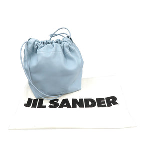 美品 ジルサンダー ドローストリング レザー ライトブルー 巾着 ショルダーバッグ 0226【中古】JIL SANDER