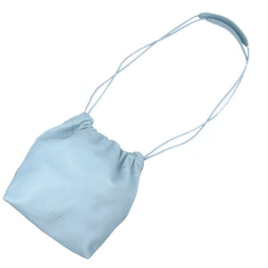 美品 ジルサンダー ドローストリング レザー ライトブルー 巾着 ショルダーバッグ 0226【中古】JIL SANDER