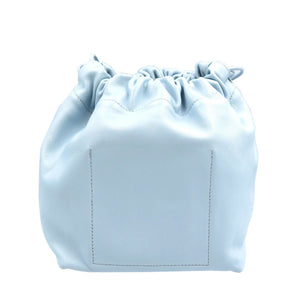 美品 ジルサンダー ドローストリング レザー ライトブルー 巾着 ショルダーバッグ 0226【中古】JIL SANDER