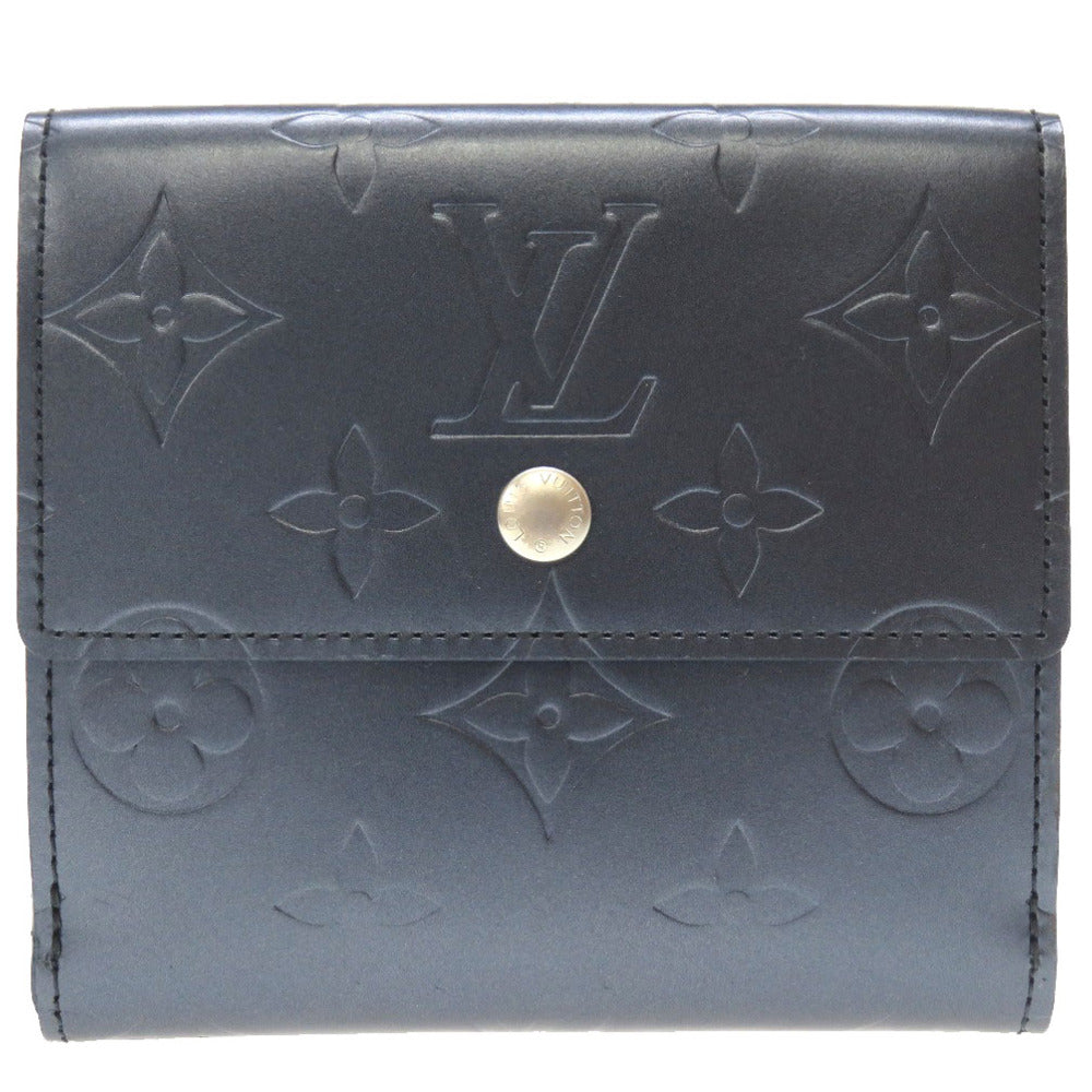 新品同様 ルイ ヴィトン モノグラムマット ポルトモネ ビエ カルトクレディ Wホック ネイビー M65115 二つ折り財布 財布 紺 LV 0228 【中古】 LOUIS VUITTON