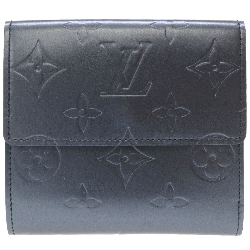新品同様 ルイ ヴィトン モノグラムマット ポルトモネ ビエ カルトクレディ Wホック ネイビー M65115 二つ折り財布 財布 紺 LV 0228 【中古】 LOUIS VUITTON