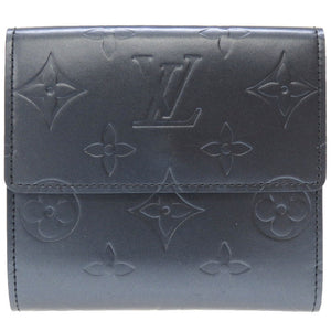 新品同様 ルイ ヴィトン モノグラムマット ポルトモネ ビエ カルトクレディ Wホック ネイビー M65115 二つ折り財布 財布 紺 LV 0228 【中古】 LOUIS VUITTON