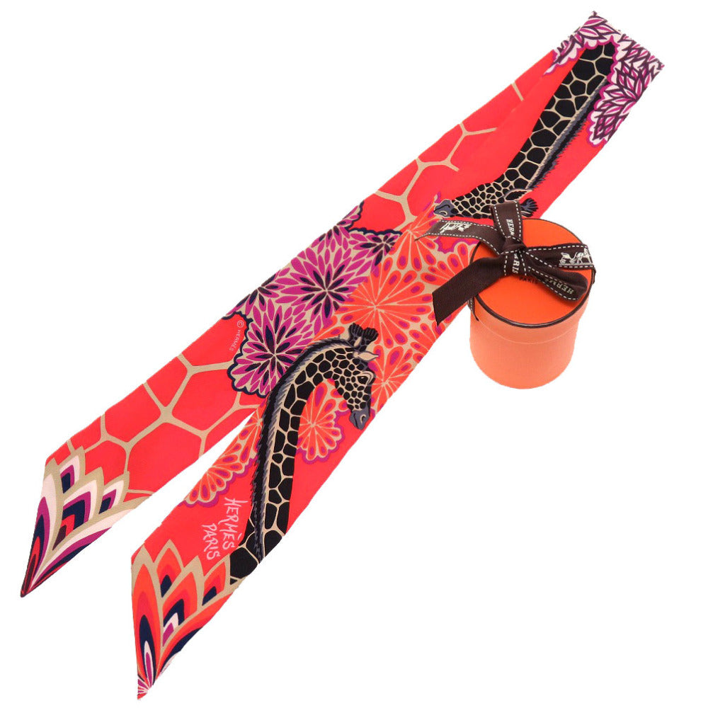 新品同様 エルメス ツイリー THE THREE GRACES 三美神 キリン シルク オレンジ スカーフ 0235 【中古】 HERMES