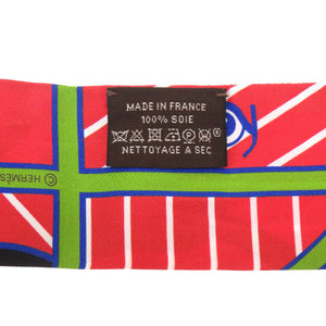 新品同様 エルメス ツイリー カドリージュ バヤデール シルク ルージュ オレンジ スカーフ 0238 【中古】 HERMES