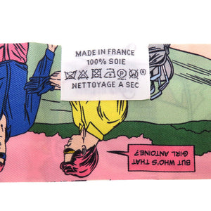 新品同様 エルメス ツイリー WOW アメコミ風 シルク ローズ ヴェール ブルーシエル スカーフ 0242 【中古】 HERMES