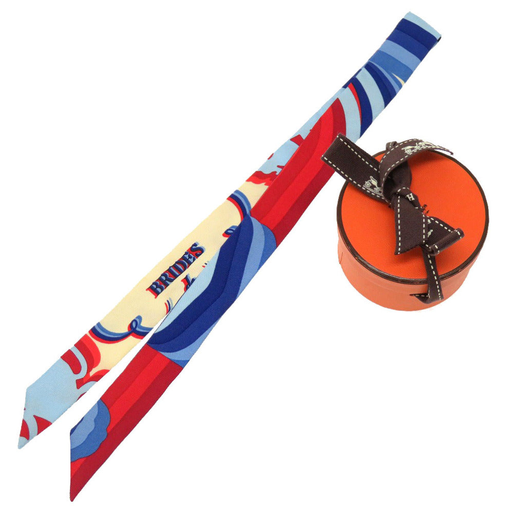 新品同様 エルメス ツイリードール アップサイクリング ブリッド ドゥ ガラ シャドー TWILLY DOLL UPCYCLING Brides de Gala Shadow シルク ブルー スカーフ 青 0248 【中古】 HERMES