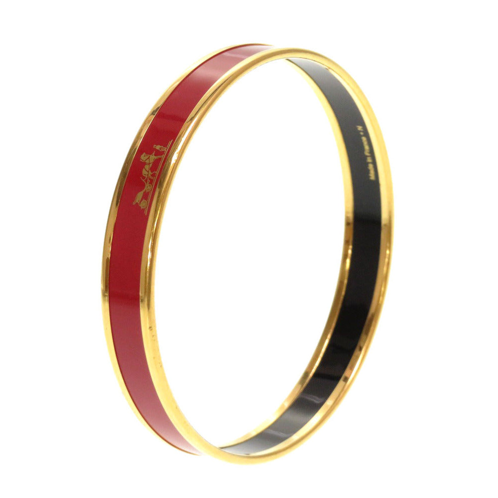 美品 エルメス エマイユPM 七宝焼き レッド ゴールド金具 N刻印 バングル アクセサリー 赤 0253 【中古】 HERMES