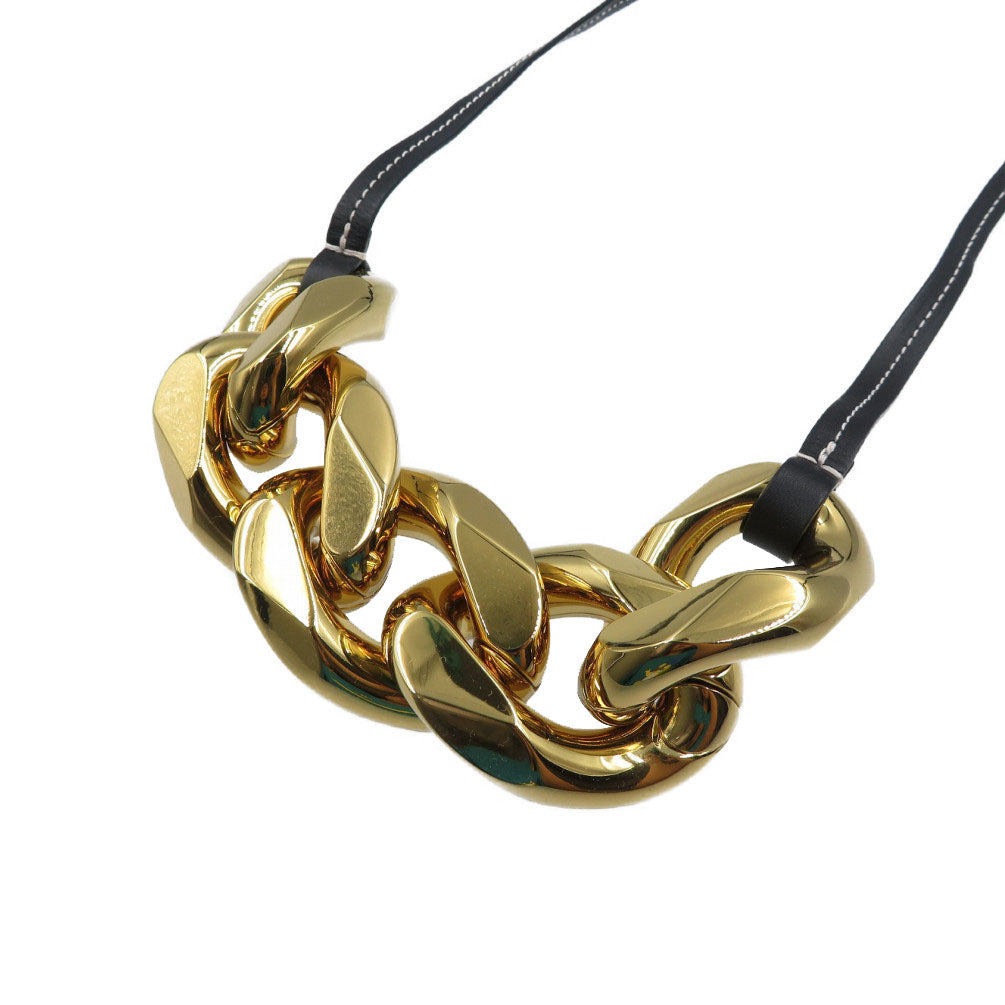 新品同様 ジェイアンドダブリューアンダーソン レザー プラスチック ゴールド ブラック チェーン ネックレス 0256【中古】JW ANDERSON