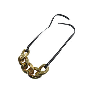 新品同様 ジェイアンドダブリューアンダーソン レザー プラスチック ゴールド ブラック チェーン ネックレス 0256【中古】JW ANDERSON