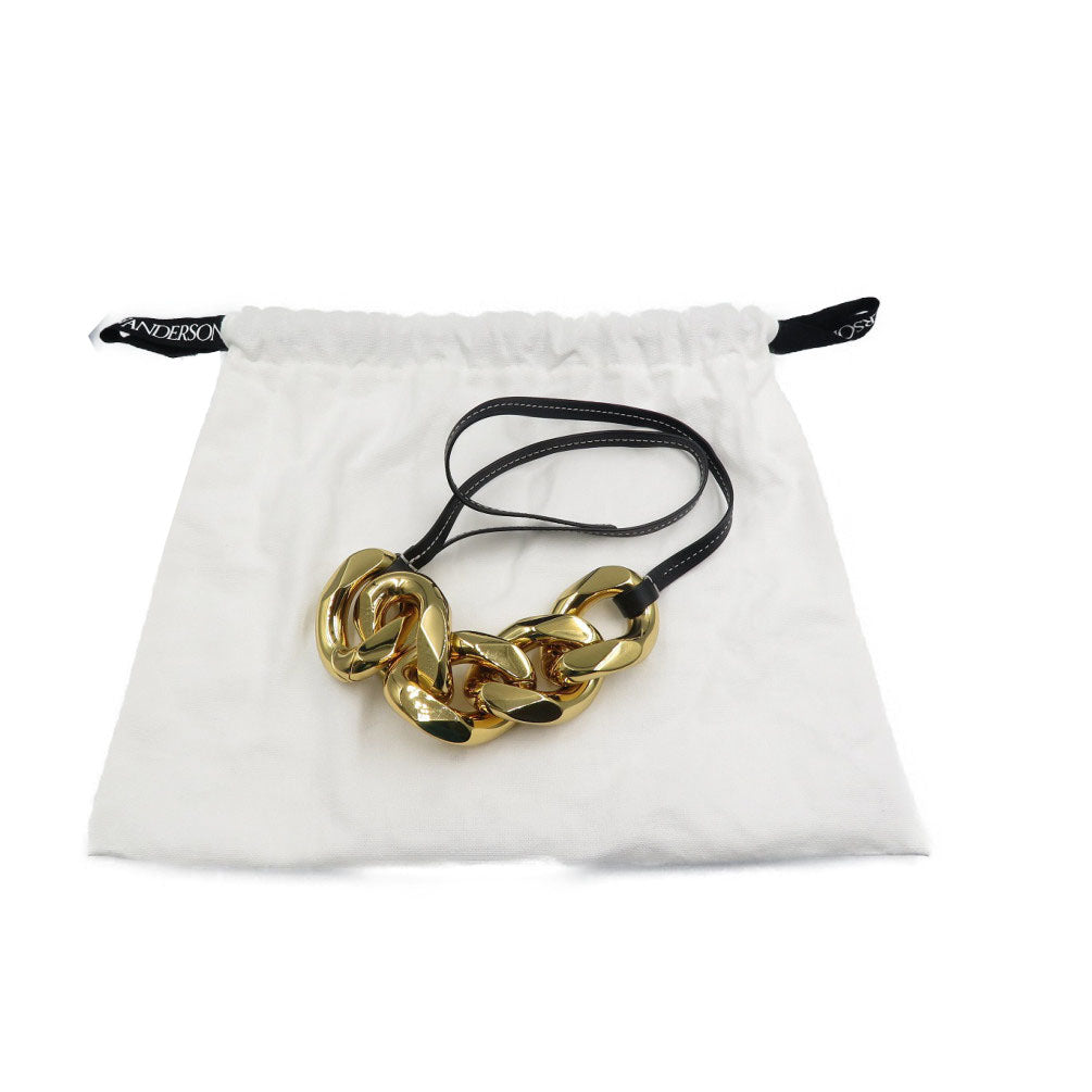 新品同様 ジェイアンドダブリューアンダーソン レザー プラスチック ゴールド ブラック チェーン ネックレス 0256【中古】JW ANDERSON