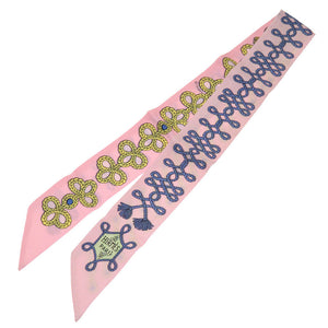 エルメス ツイリー GALONS ET BRANDEBOURGS 飾緒とブランデンブルク飾り シルク ピンク スカーフ 0267 【中古】 HERMES